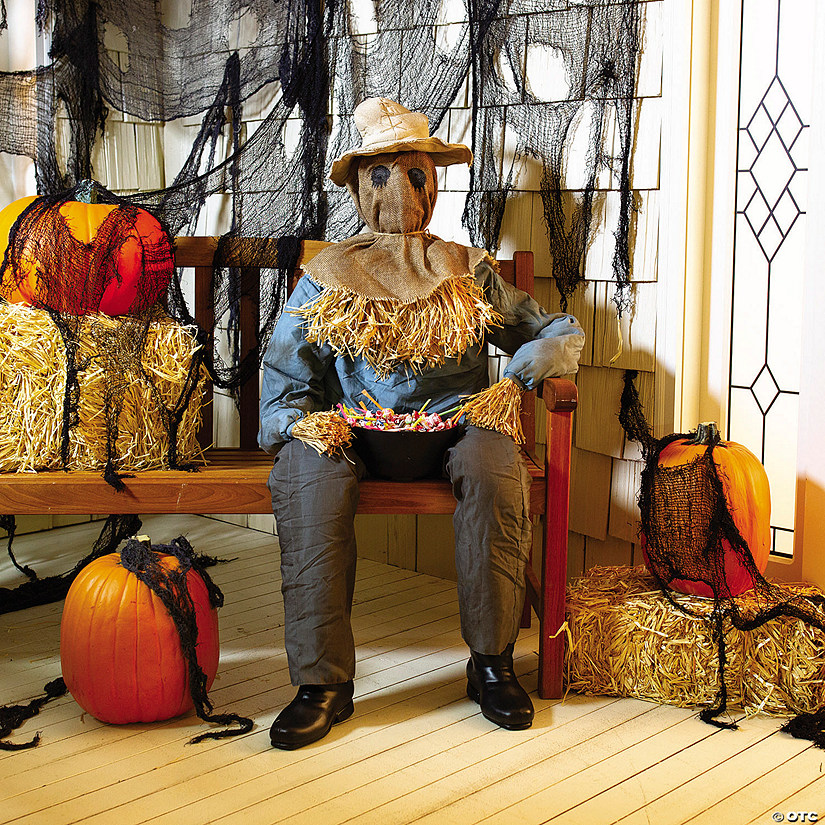 54&quot; Animated Sitting Scarecrow Halloween Decoration Image