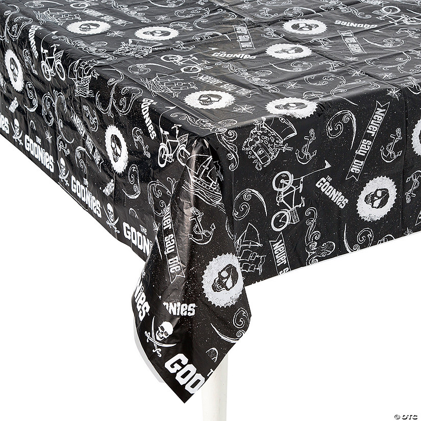 54&quot; x 108&quot; The Goonies&amp;#8482; Black &amp; White Plastic Tablecloth Image