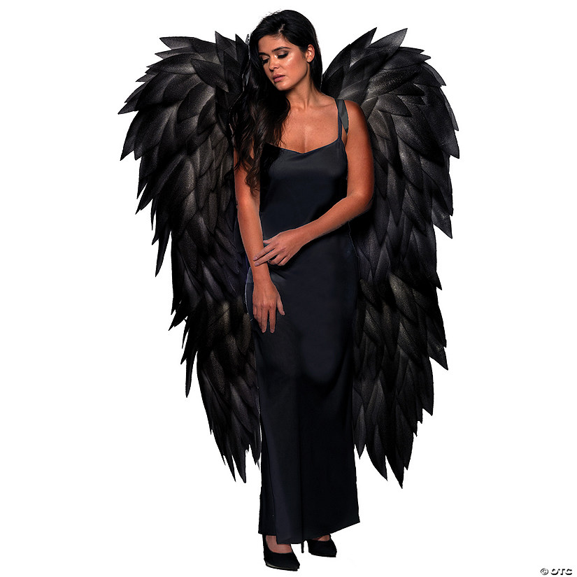 58&quot; Full-Length Featherless Black Angel Wings Image