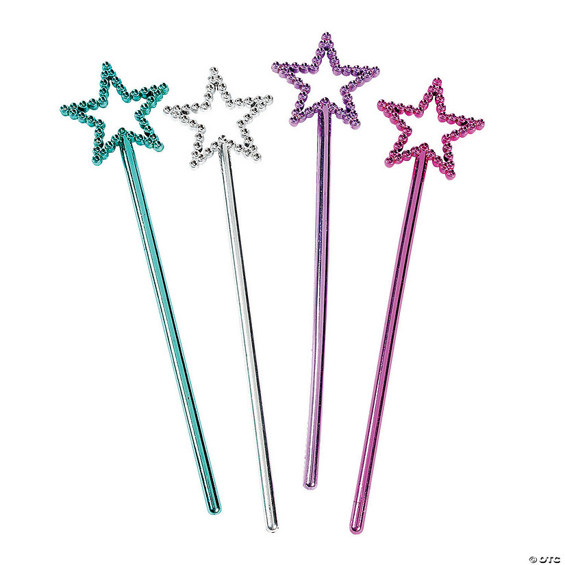 6 1/2" Mini Blue, Silver, Purple &amp; Hot Pink Plastic Star Wands - 24 Pc. Image