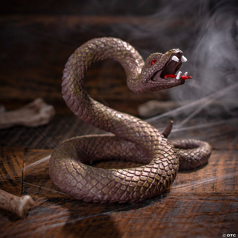 6" Coiled &amp; Poised Resin Snake Halloween Tabletop Decoration Image