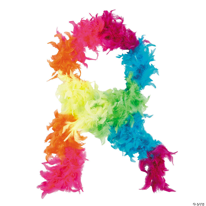 6 Ft. 40-Gram Neon Rainbow Section Feather Boa Image