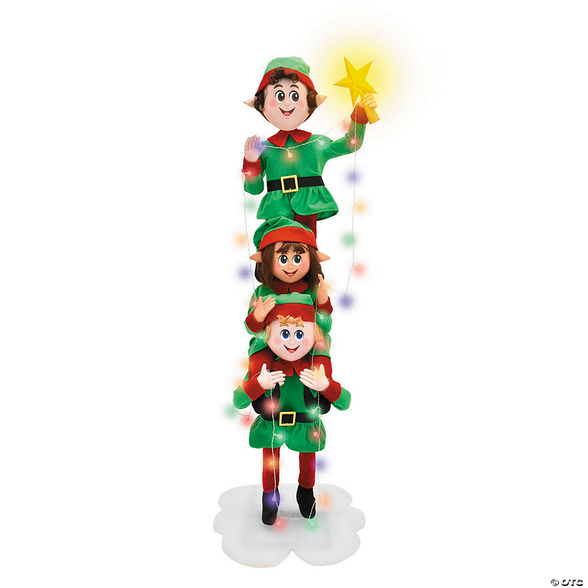 6 Ft. 5 3/4&quot; Light-Up LED Elf Stack with Sound Indoor &amp; Outdoor Christmas Decoration Image