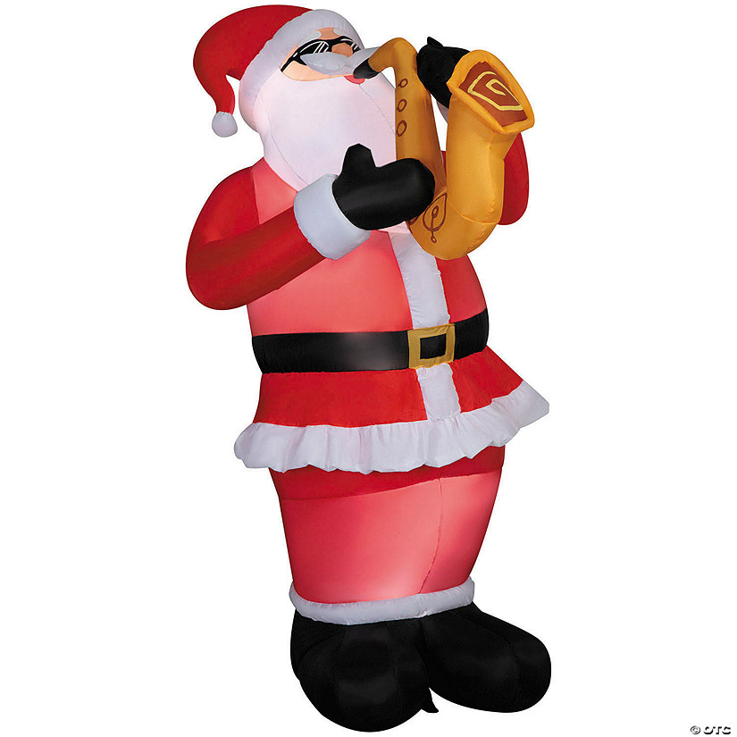 6 Ft. Airblown&amp;#174; Inflatable Animated Santa with Saxophone Christmas Outdoor Yard Decoration Image