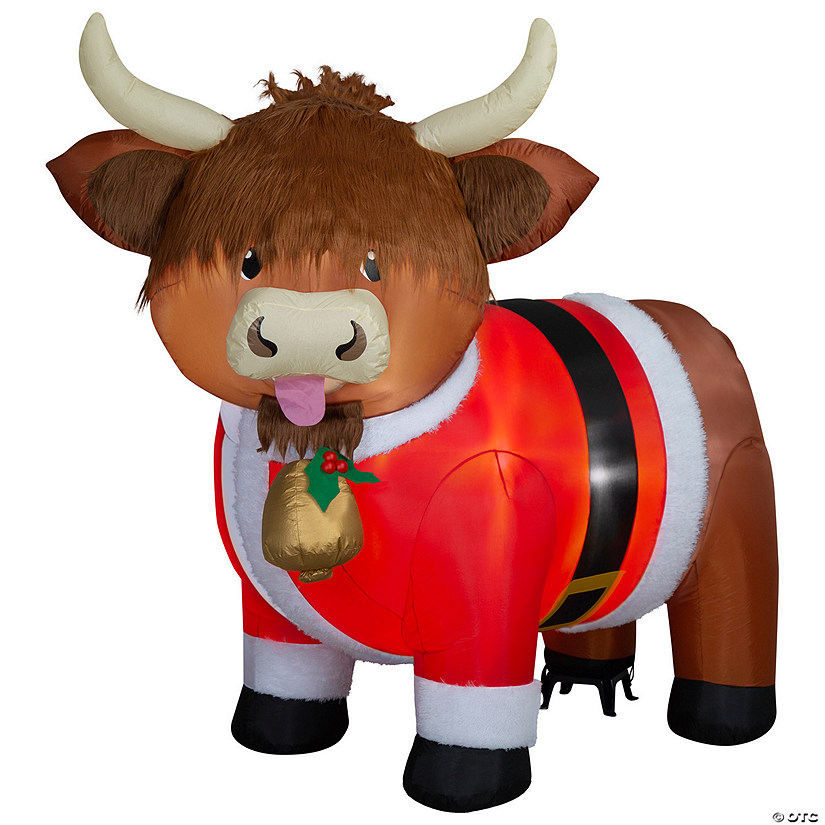 6 Ft. Airblown&lt;sup&gt;&amp;#174;&lt;/sup&gt; Blowup Inflatable Fuzzy Plush Highlander Cow with Built-In LED Lights Christmas Outdoor Yard Decoration Image