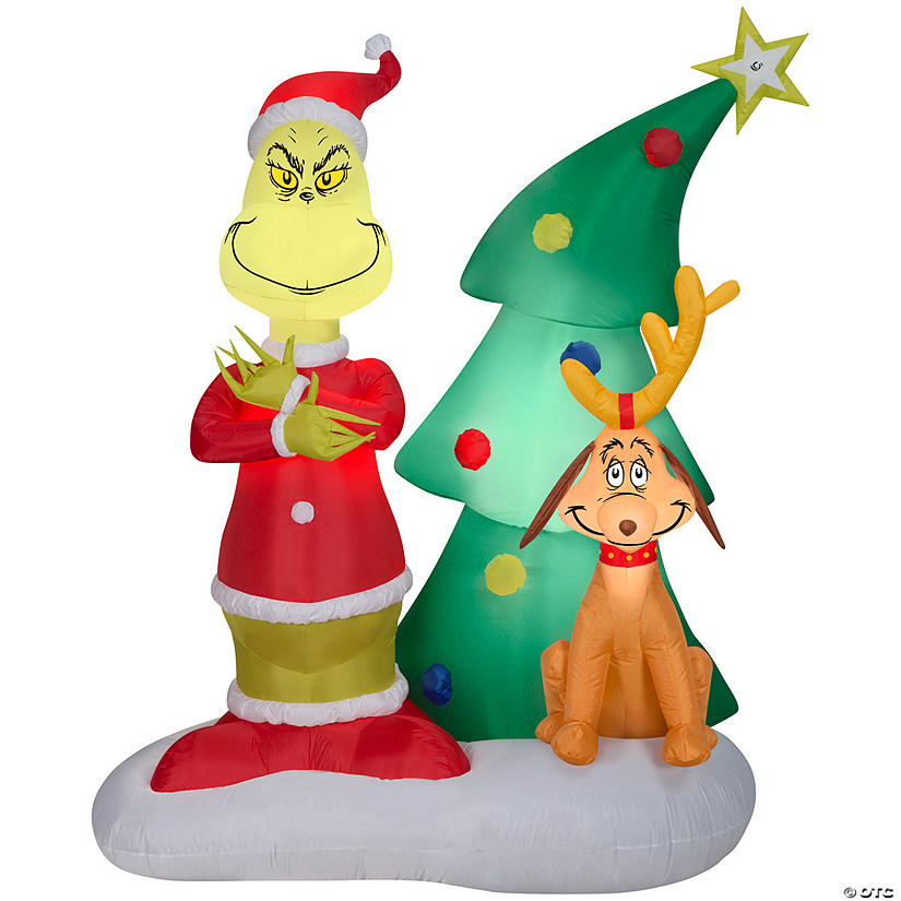 6 Ft. Airblown<sup>&#174;</sup> Blowup Inflatable Grinch & Max with Tree & Built-In LED Lights Christmas Outdoor Yard Decoration Image