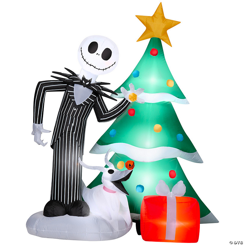 6 Ft. Airblown<sup>&#174;</sup> Blowup Inflatable Jack Skellington & Zero with Christmas Tree & Built-In Lights Yard Decoration Image