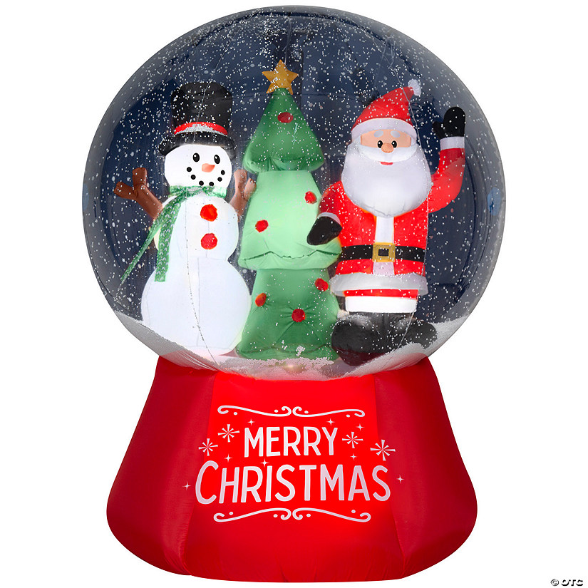 6 Ft. Airblown<sup>&#174;</sup> Santa & Snowman Snow Globe with Snow Pellets & Built-In LED Lights Christmas Outdoor Yard Decoration Image