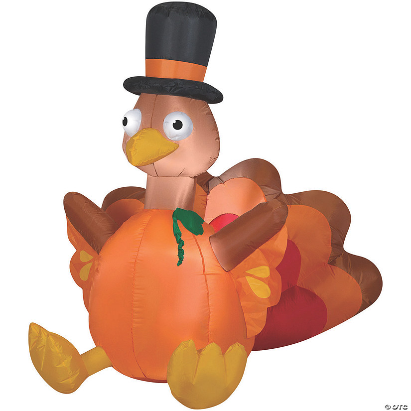 6 Ft. Blow-Up Inflatable Turkey Pumpkin with Built-In LED Lights Outdoor Yard Decoration Image