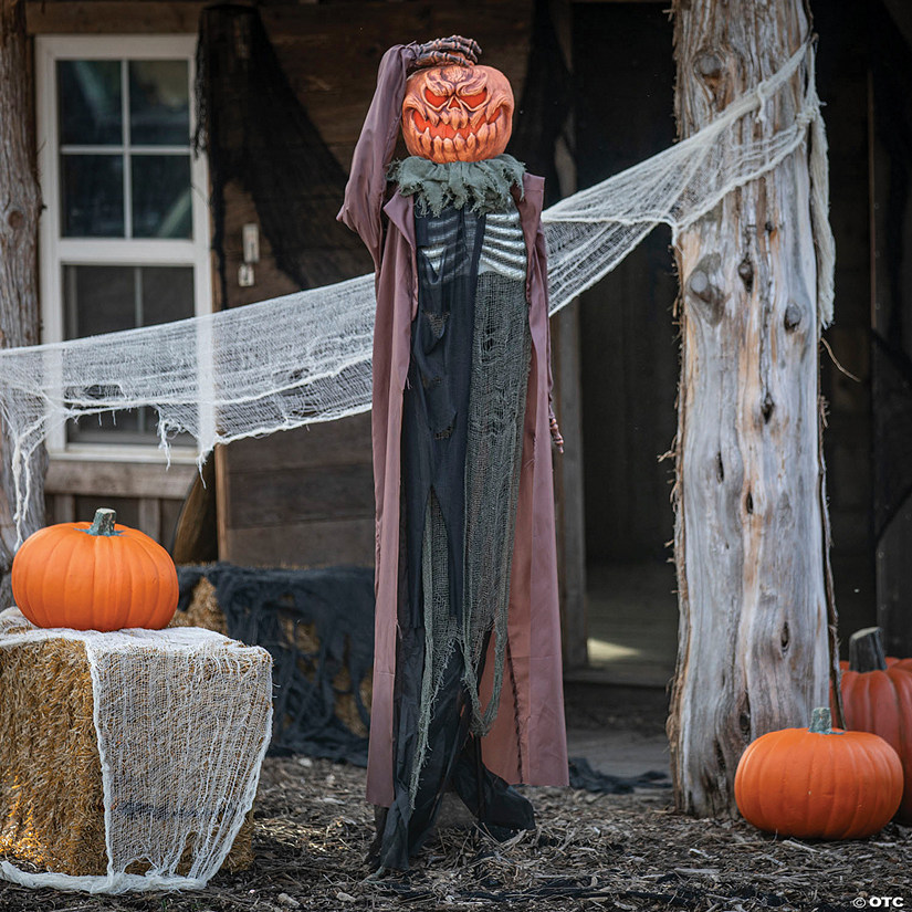 6 Ft. Standing Animated Ghoulish Scarecrow Halloween Decoration Image