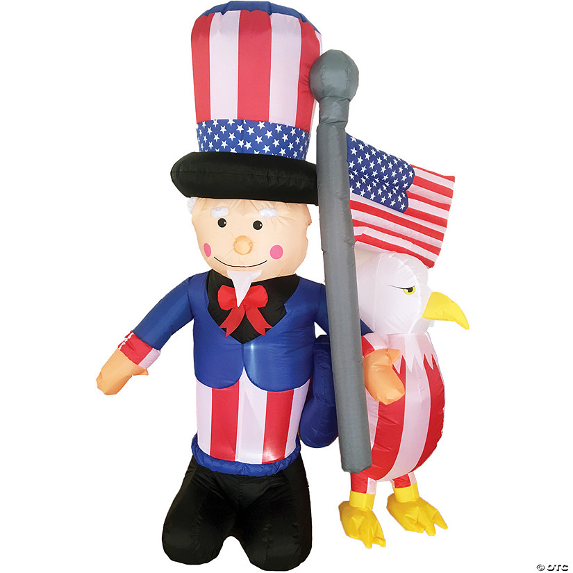 6' Inflatable Uncle Sam With Eagle Outdoor Yard Decoration Image