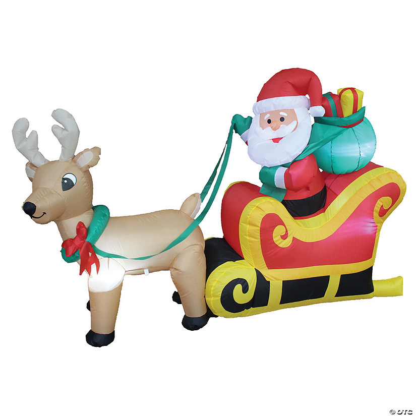 6' Santa On Sleigh Inflatable Outdoor Yard Decoration Image