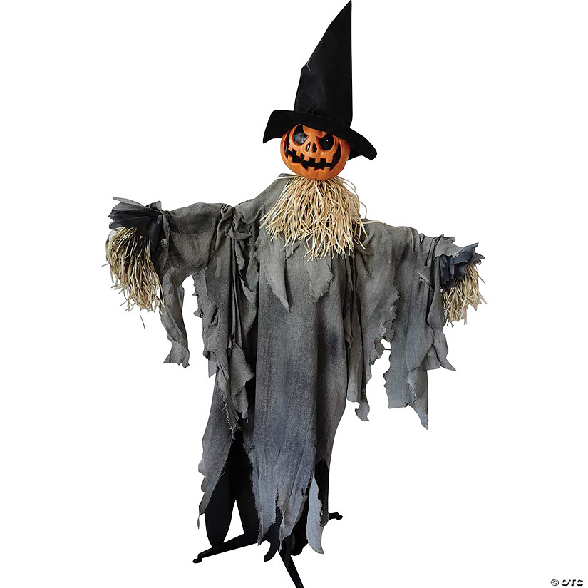 6' Scarecrow Pumpkin with Hat Animated Prop Image