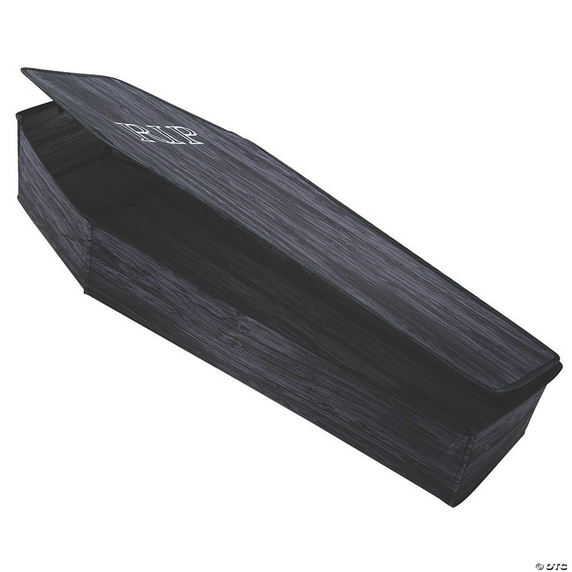 60" WoodenLook Black Coffin With Lid Halloween Decoration Halloween