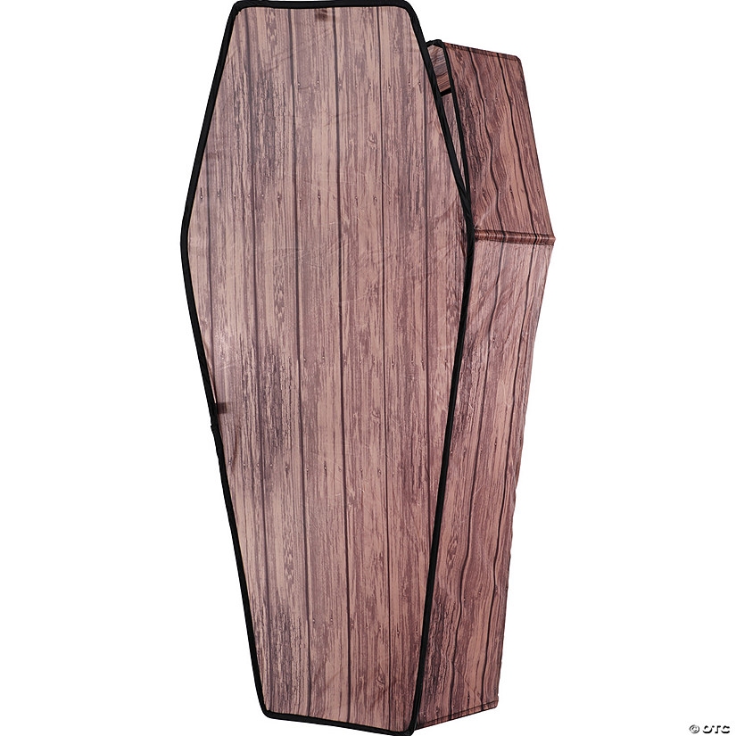 60" Wooden-Look Brown Coffin With Lid Halloween Decoration Image