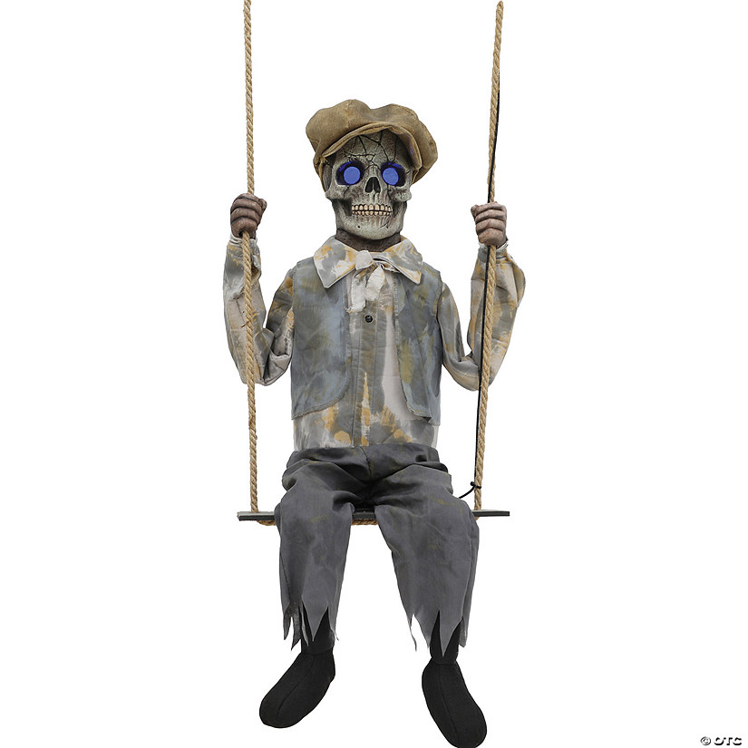 62&quot; Hanging Lightup Animated Swinging Skeleton Boy Decoration Image