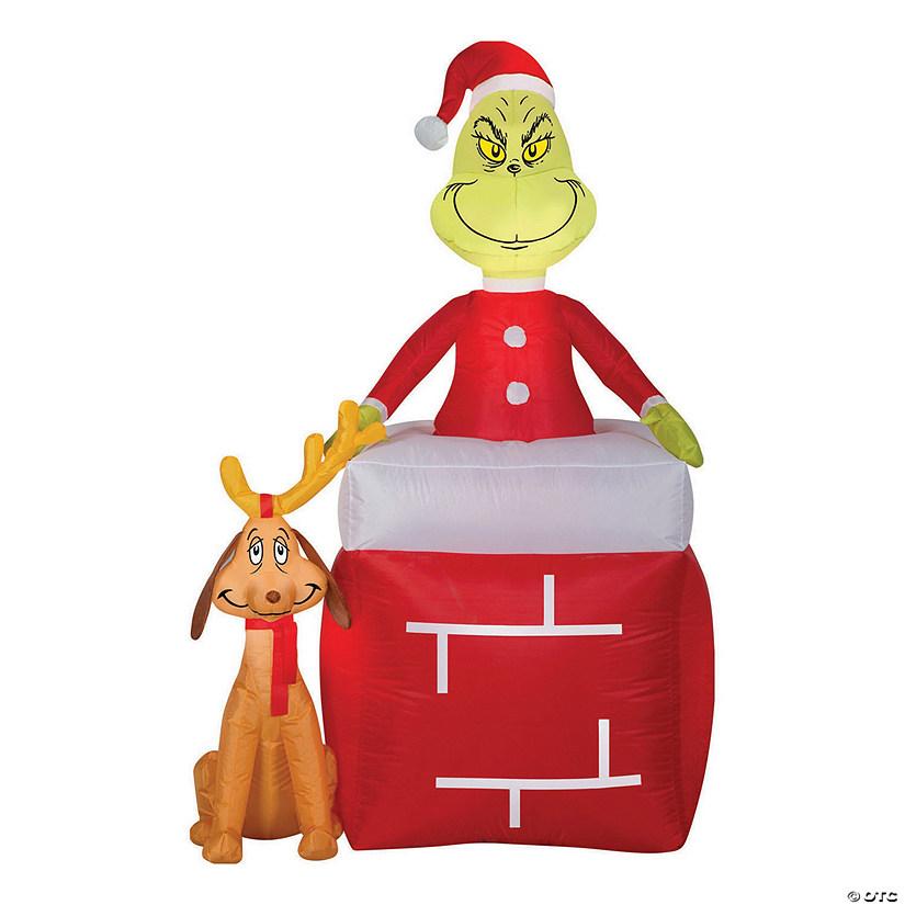 66" Blow Up Inflatable Dr. Seuss&#8482; The Grinch & Max Outdoor Yard Decoration Image
