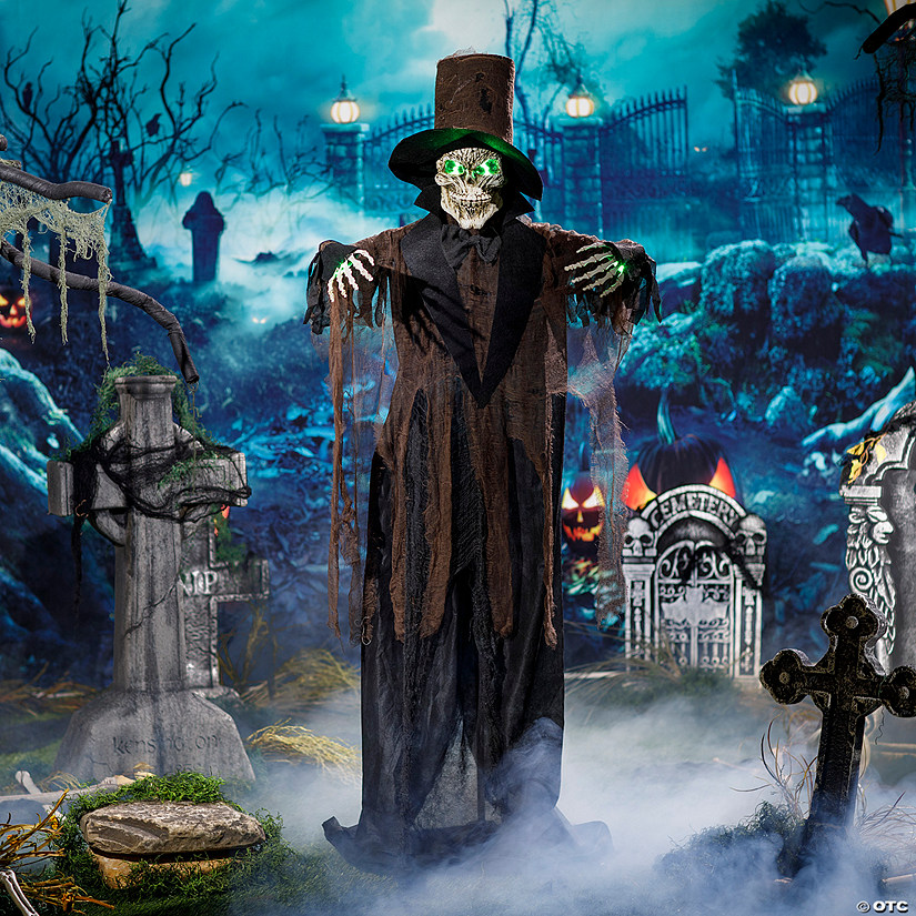 66&quot; Light-Up Standing Black Skeleton Halloween Decoration Image