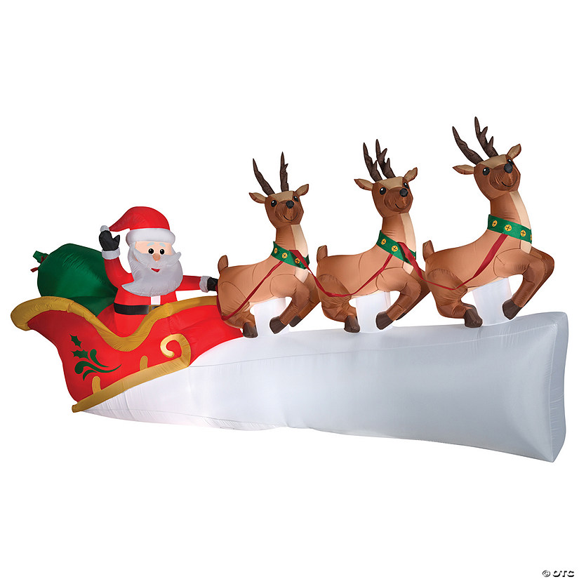 68" Airblown&amp;#174; Santa in Sleigh Scene Inflatable Christmas Outdoor Yard Decor Image