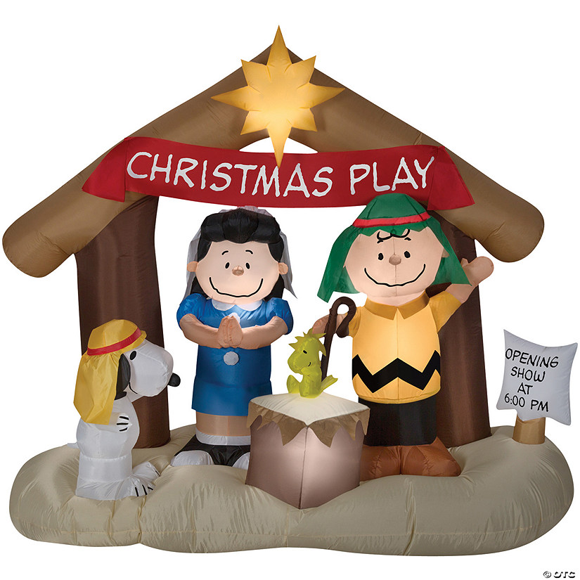 69" Blow Up Inflatable Peanuts Nativity Scene Outdoor Yard Decoration Image