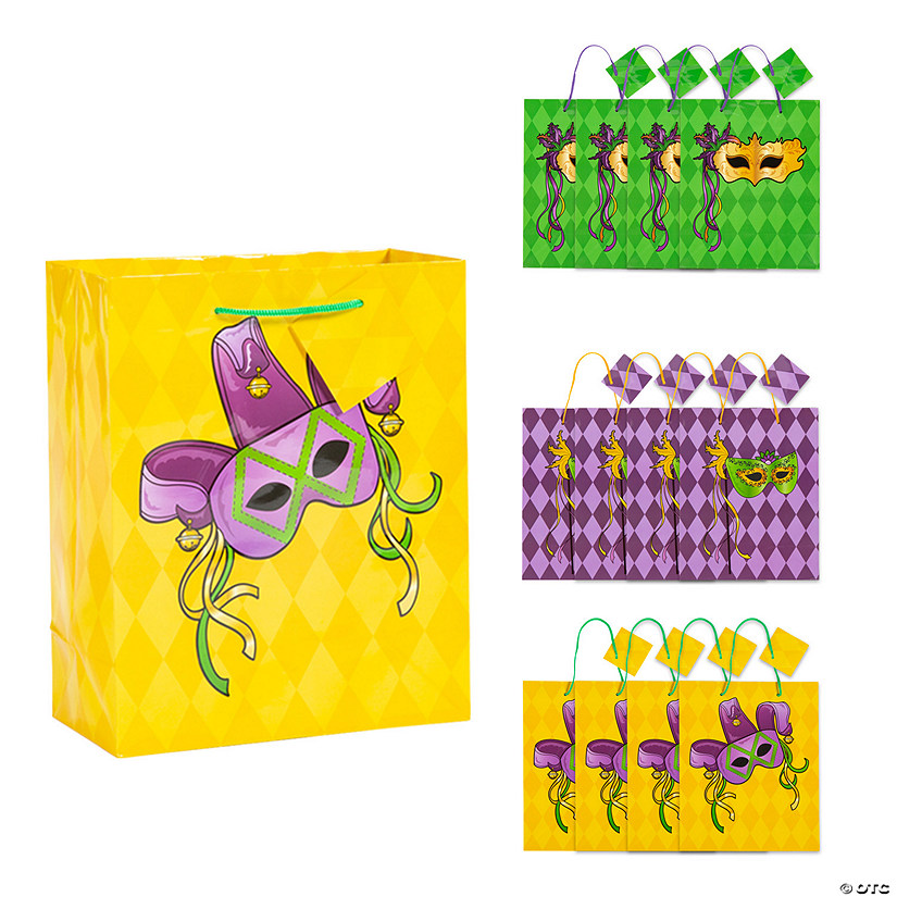 7 1/4" x 8 3/4" Medium Masquerade Gift Bags - 12 Pc. Image