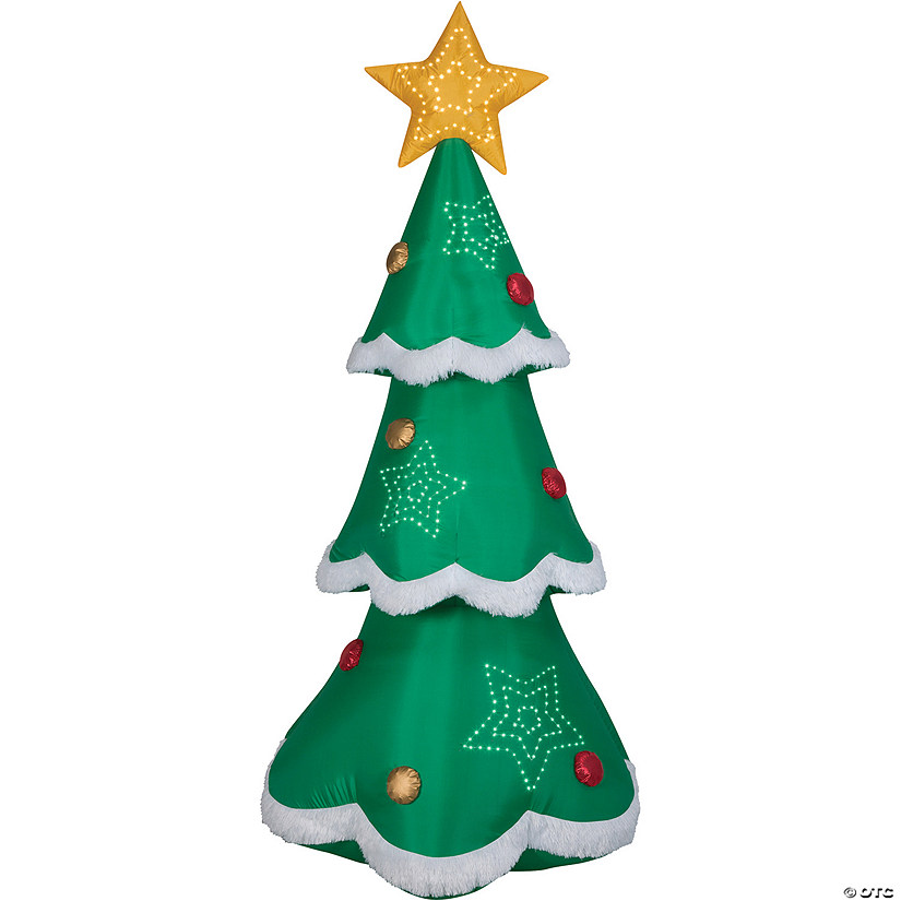 7.5 Ft. Blow-Up Inflatable Mixed Media Christmas Tree with Built-In LED Lights Outdoor Yard Decoration Image