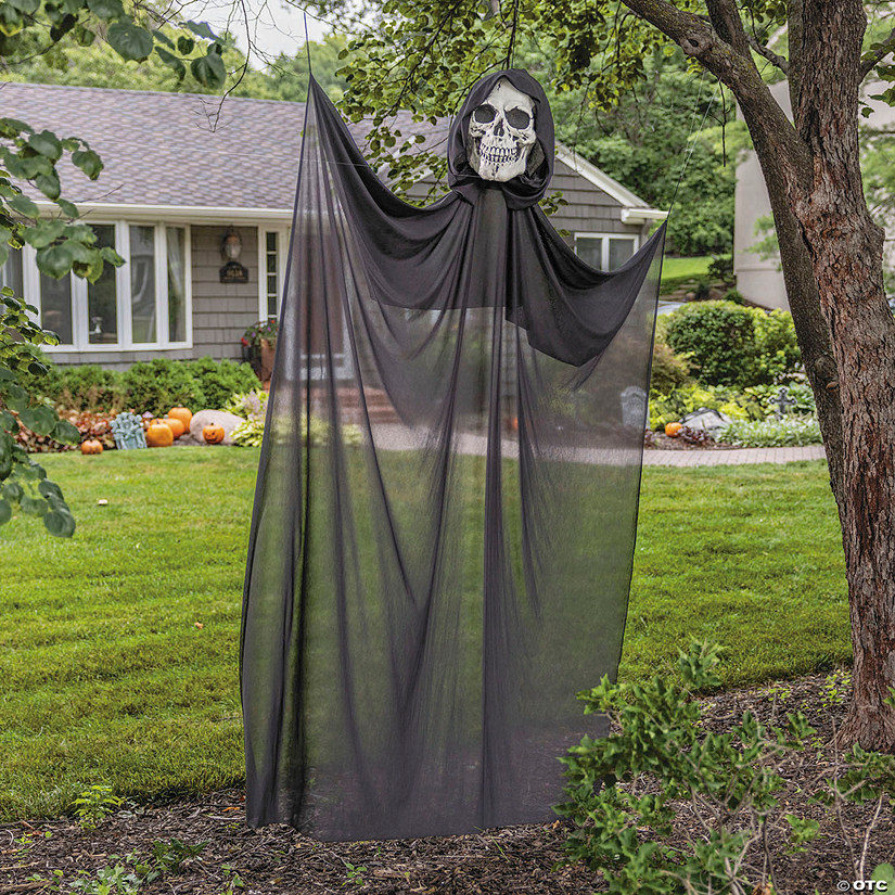 7 Ft. 6 1/2" Skeleton Reaper Black Door Curtain Halloween Decoration Image