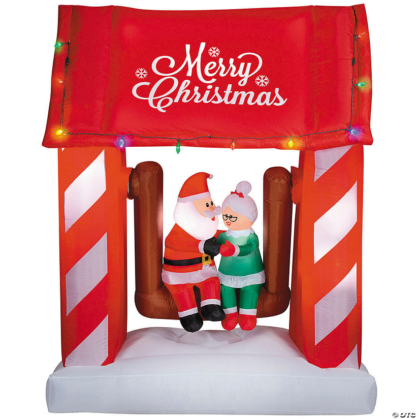 7 Ft. Airblown&amp;#174; Inflatable Animated Mr. &amp; Mrs. Santa Claus Porch Swing Scene Outdoor Yard Decoration Image