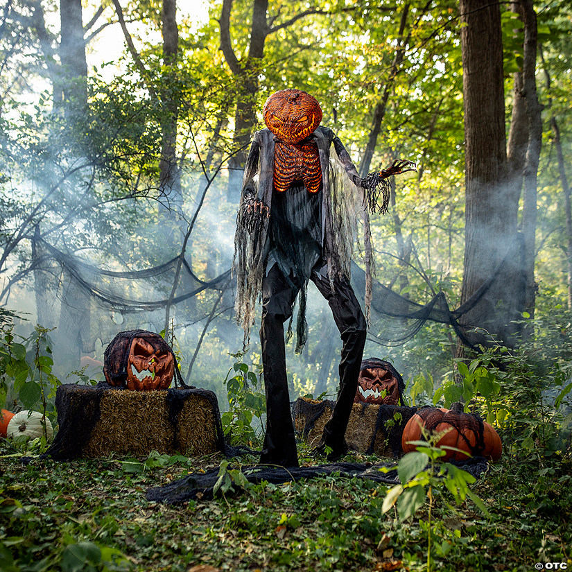7 Ft. x 3 Ft. Animated Scorched Scarecrow with Fog Machine Decoration Image