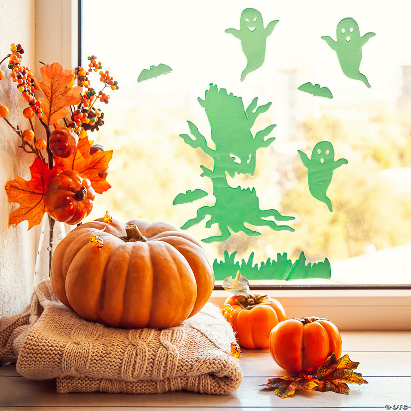 7-Piece Glow in the Dark Evil Tree and Ghosts Halloween Gel Window Clings Image