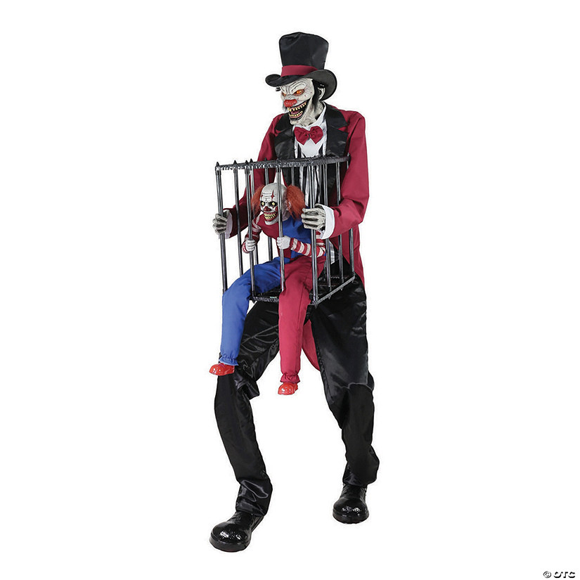 7' Rotten Ringmaster with Caged Clown Halloween Decoration Image