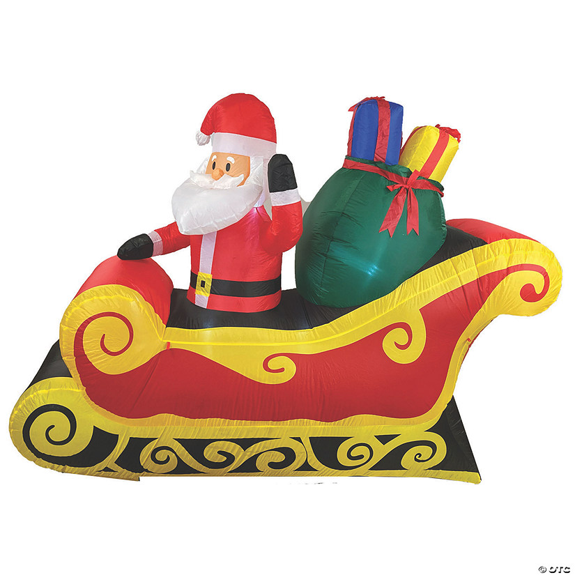7' Santa Sleigh Inflatable Outdoor Yard Decoration Image