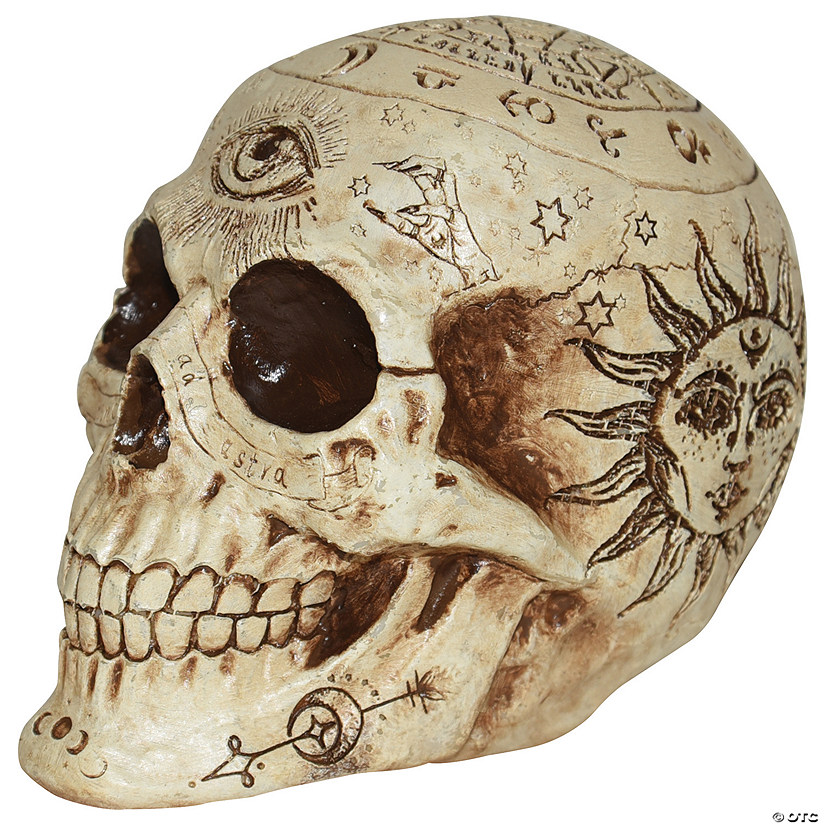 7" Zodiac Skull Halloween Decoration Image