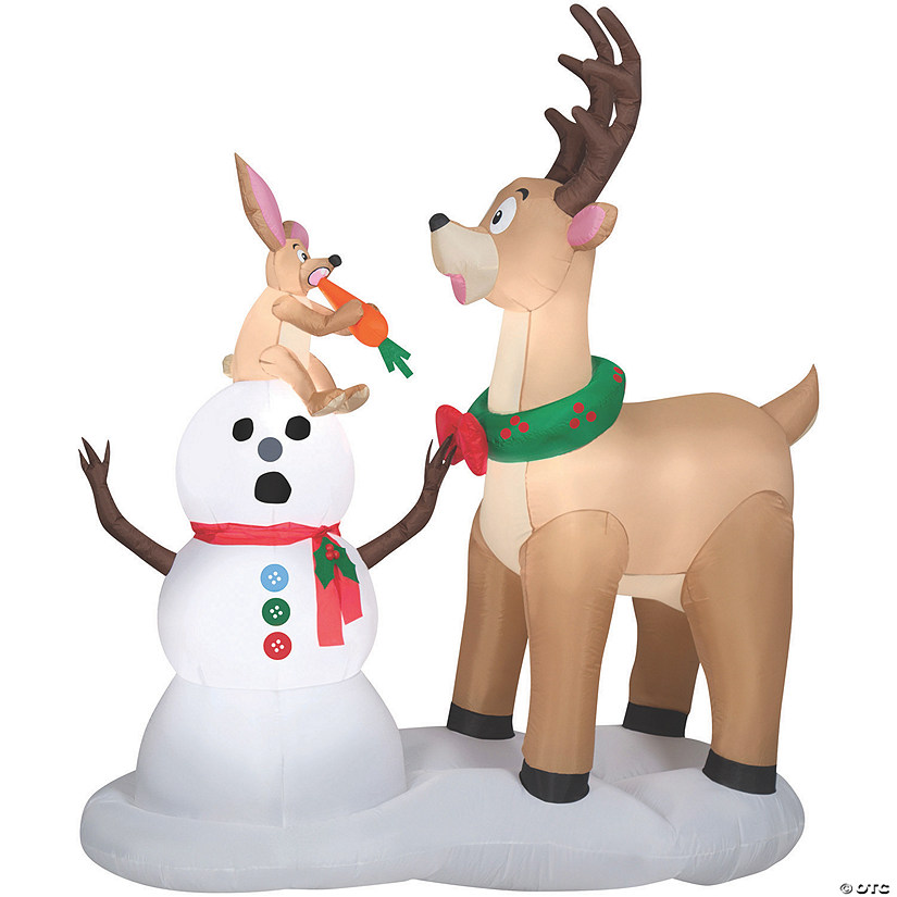 72" Blow Up Inflatable Caribou Snowman Outdoor Yard Decoration Image