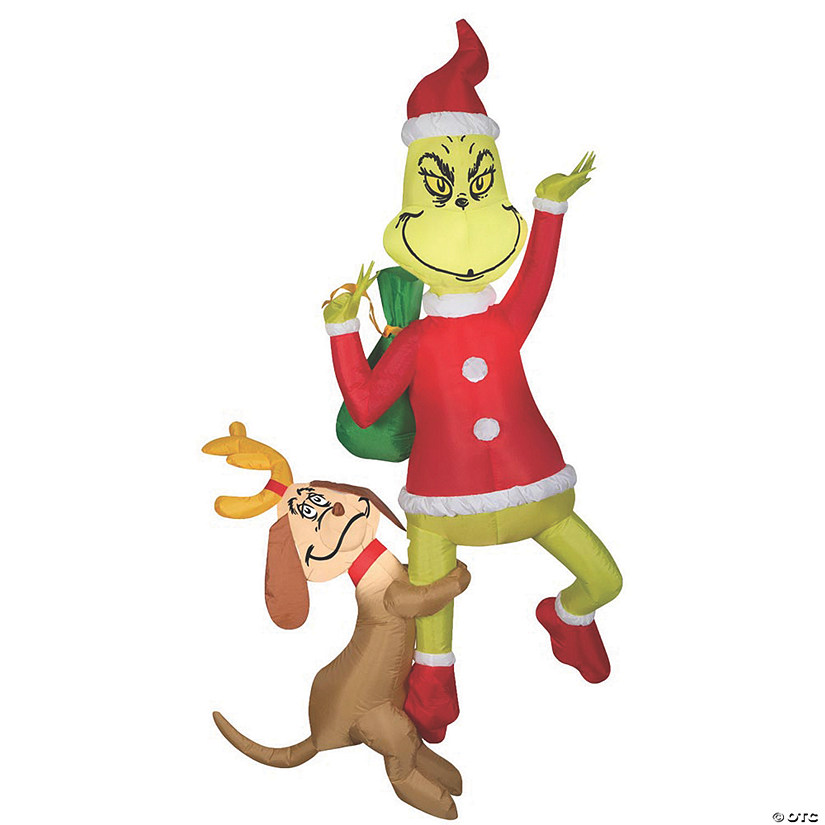72" Blow Up Inflatable Hanging Dr. Seuss&#8482; The Grinch & Max Outdoor Decoration Image