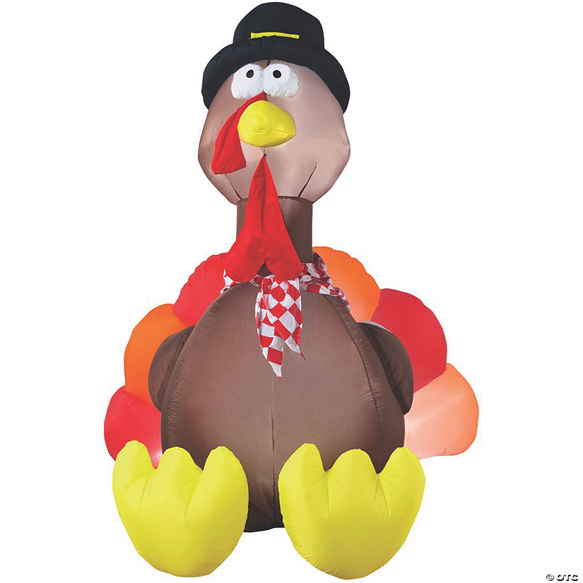 72" Blow Up Inflatable Turkey with Lights Outdoor Yard Decoration Image