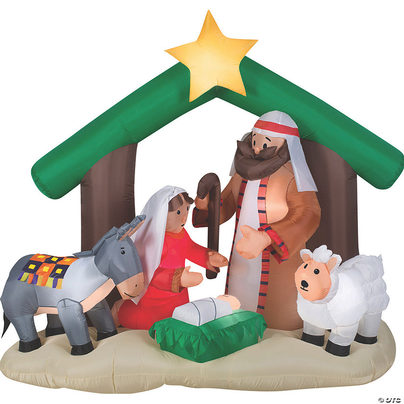 72" Outdoor Blow Up Inflatable Holy Family Nativity Outdoor Yard Decoration Image