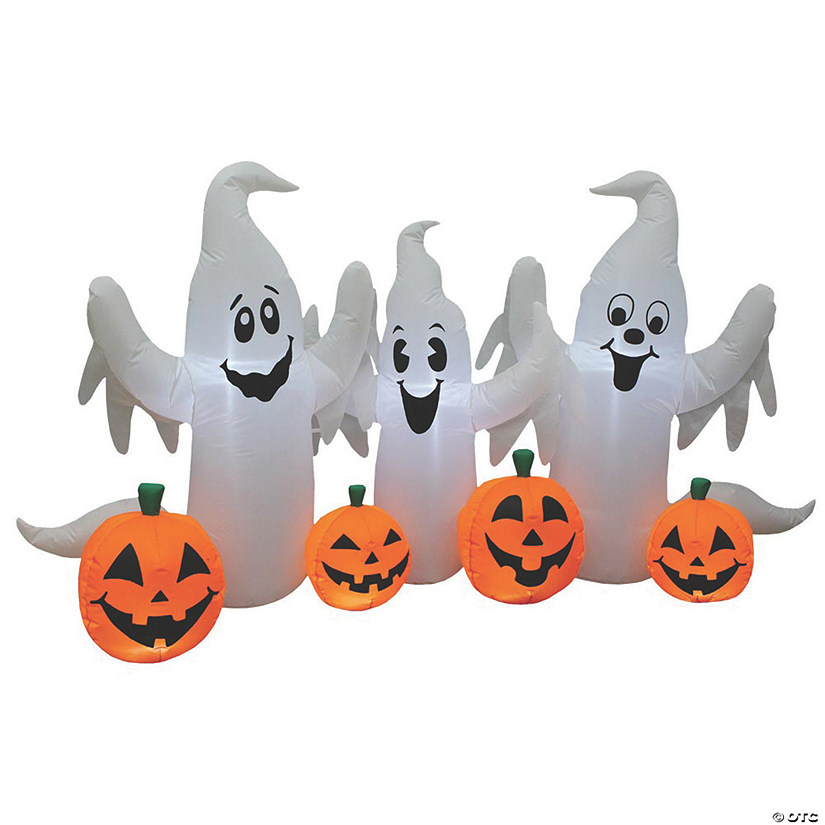 73" Blow Up Inflatable Ghosts with Pumpkins Outdoor Halloween Yard Decoration Image