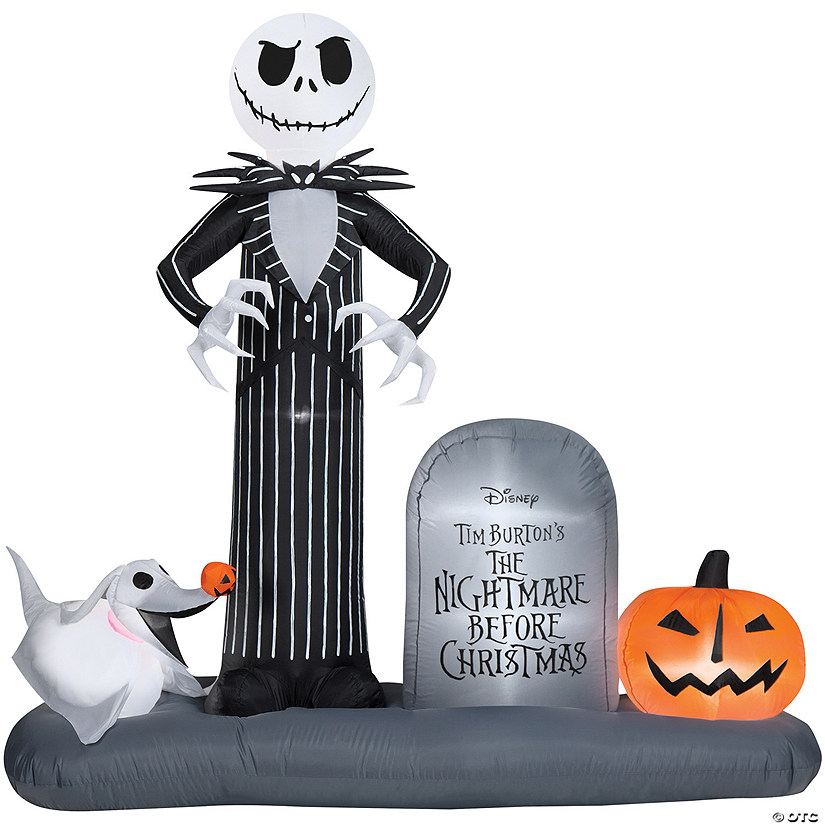 74" Blow-Up Inflatable Nightmare Before Christmas Jack Skellington in Graveyard with Built-In LED Lights Outdoor Yard Decoration Image