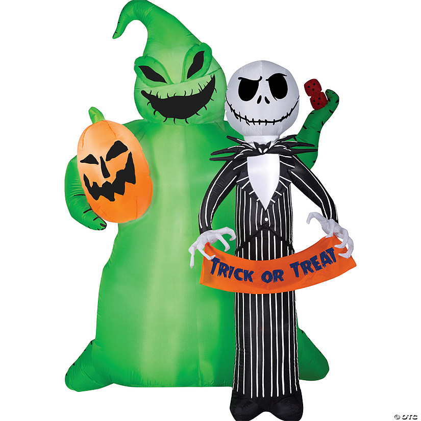 77" Blow-Up Inflatable Nightmare Before Christmas Jack Skellington with Oogie Boogie & Built-In LED Lights Outdoor Yard Decoration Image