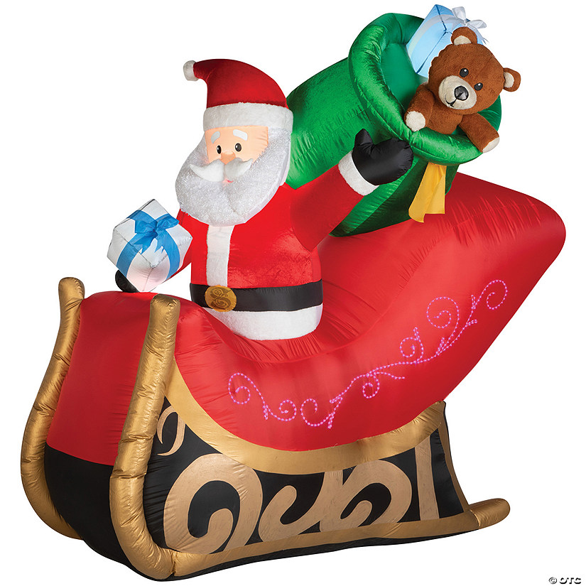 77" Blow-Up Inflatable Santa Sleigh with Built-In LED Lights Outdoor Yard Decoration Image