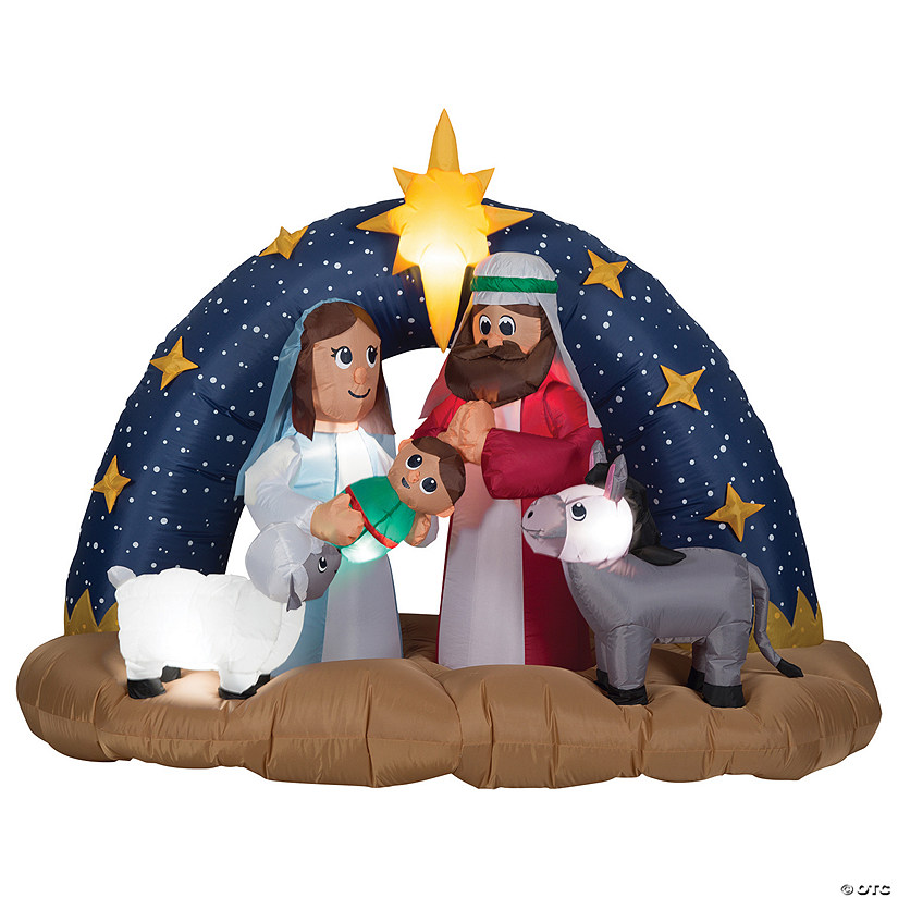 78" Airblown&#174; Snowy Night Nativity Scene Inflatable Christmas Outdoor Yard Decor Image