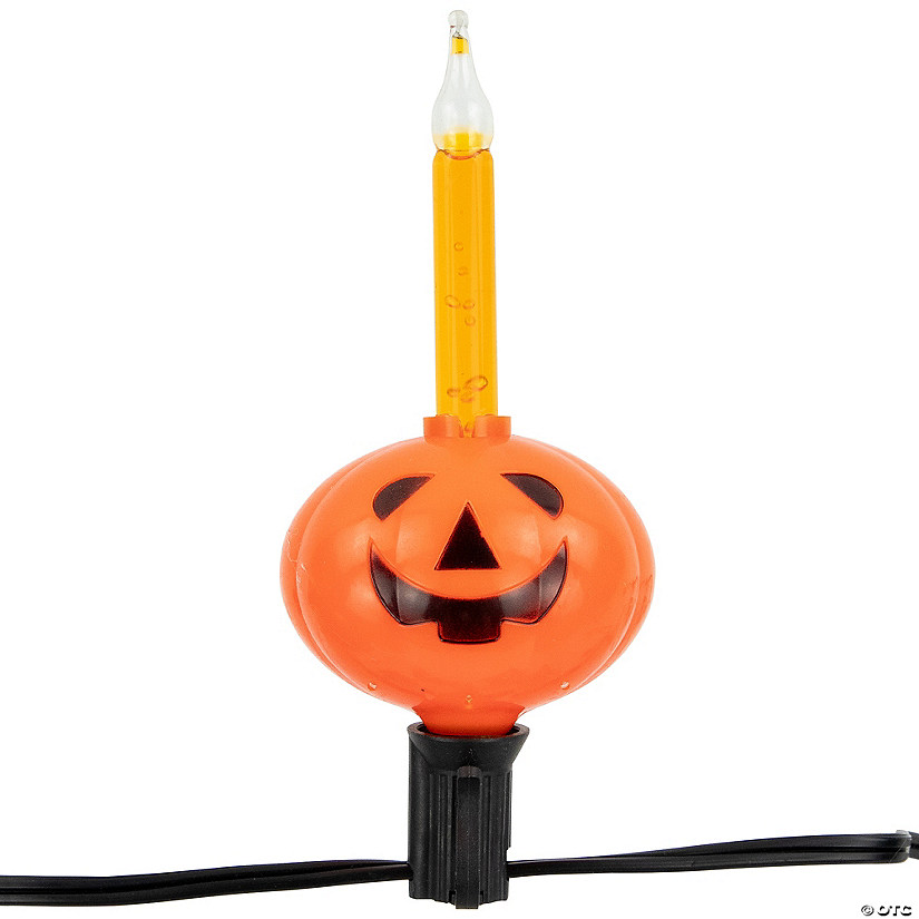 7ct Jack O' Lantern Halloween Bubble Lights  6ft Black Wire Image