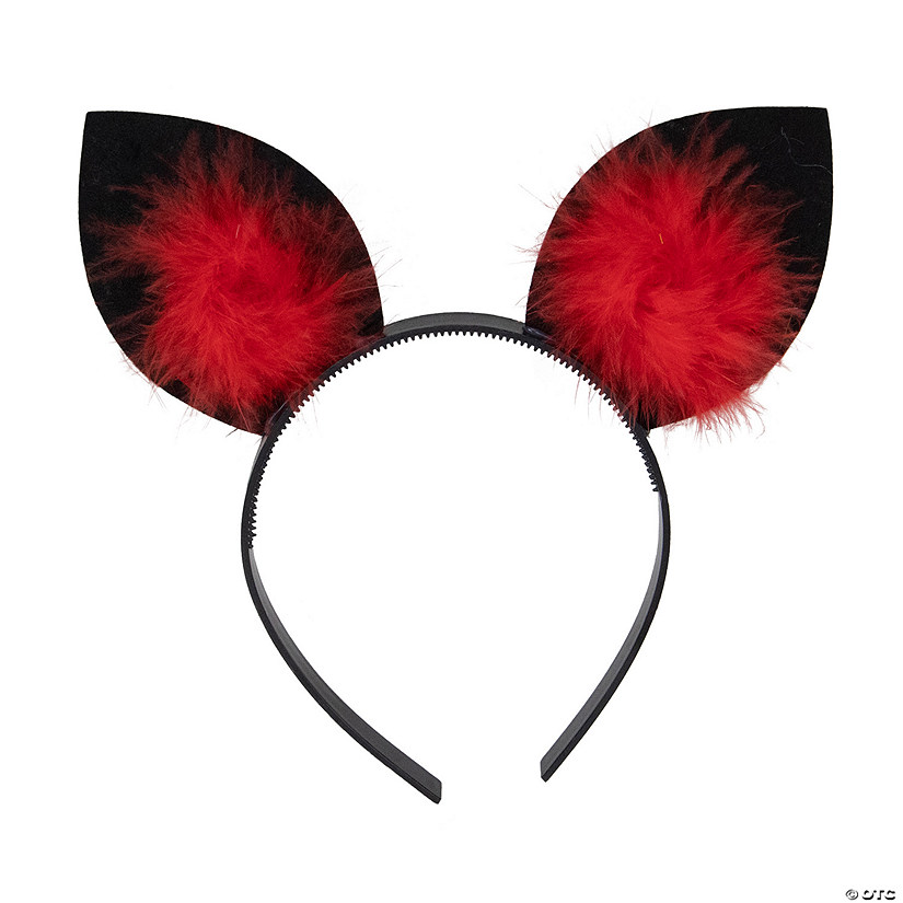 8" Mouse Ears Halloween Headband Costume Accessory - Red and Black Image