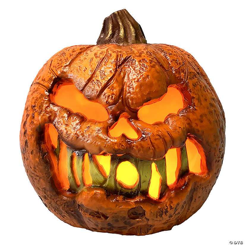 8" Rotten Flaming Pumpkin&amp;#8482; With Timer Halloween Decoration Image