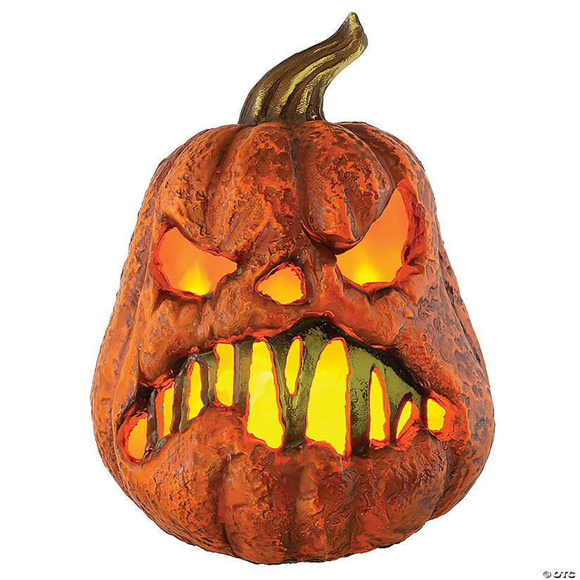 8&quot; Rotten Flaming Pumpkin&amp;#8482; With Timer Style B Halloween Decoration Image