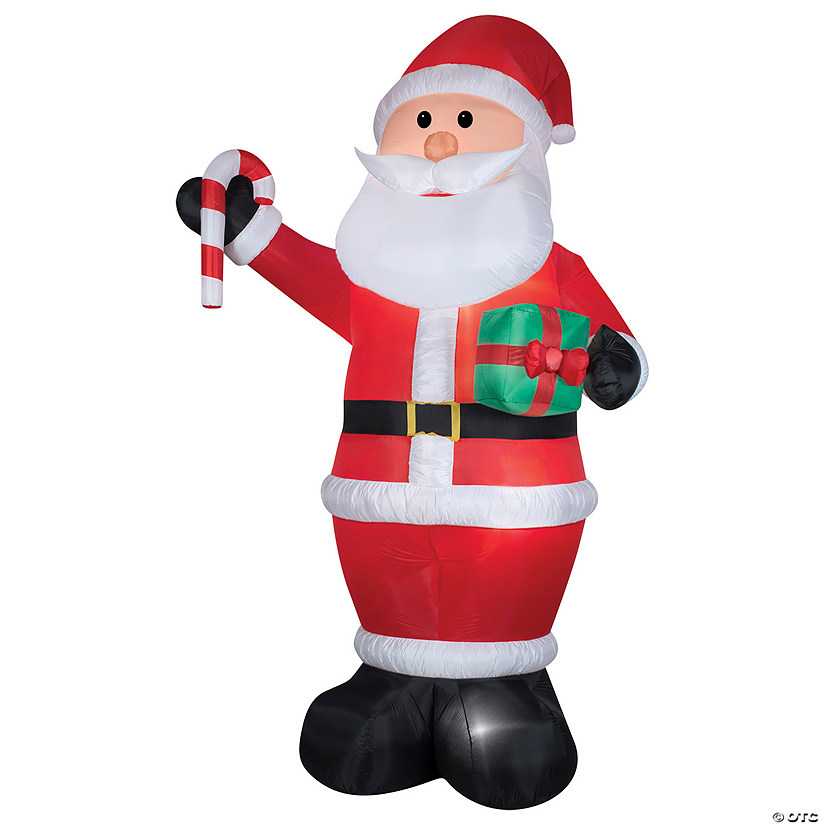 82" Airblown&#174; Giant Santa with Gift and Candy Cane Inflatable Christmas Outdoor Yard Decor Image