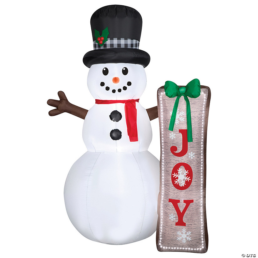 83" Airblown&#174; Snowman with Sign LED Lightshow Inflatable Christmas Outdoor Yard Decor Image