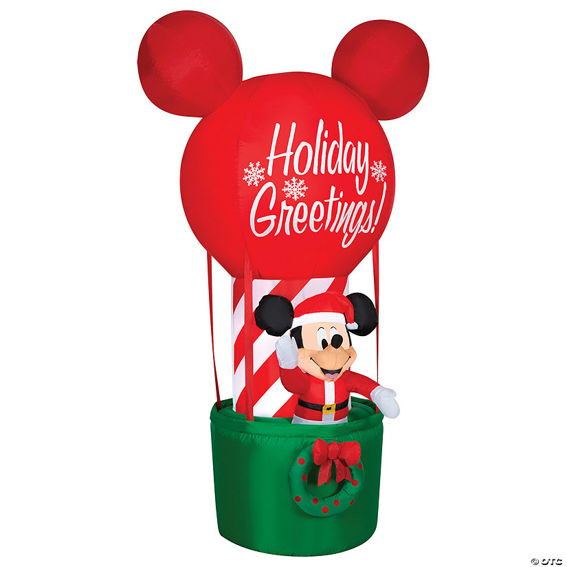 84" Airblown&#174; Mickey in Hot Air Balloon Inflatable Christmas Outdoor Yard Decor Image