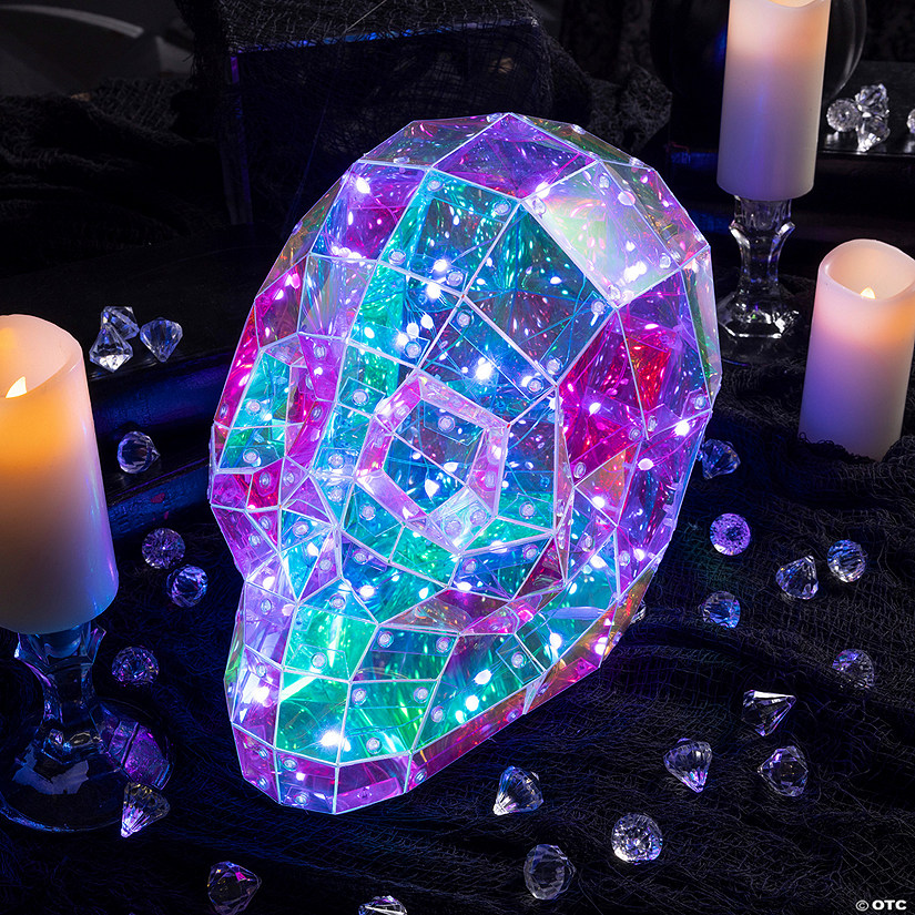9 1/2" Halloween Multicolor Prismatic Skull Light-Up LED Light Image